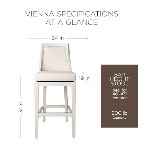 Maven Lane Vienna Swivel Bar Height Rotating High Back Barstool in White Oak Finish for Bar and Kitchen Set of 2  
Maven