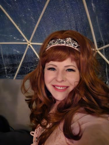 Probeauty Long Wavy Auburn Copper Bouffant Beehive Wigs Big Curly Wave Retro Wig for Women 23 Inch Costumes