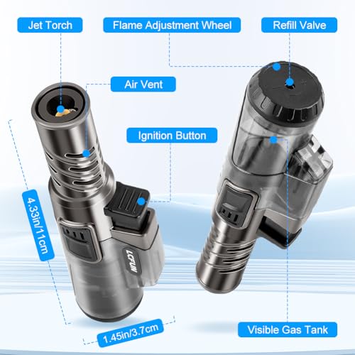 LcFun Windproof Butane Lighter 2 Pack for Candle Camping BBQ Fireplace